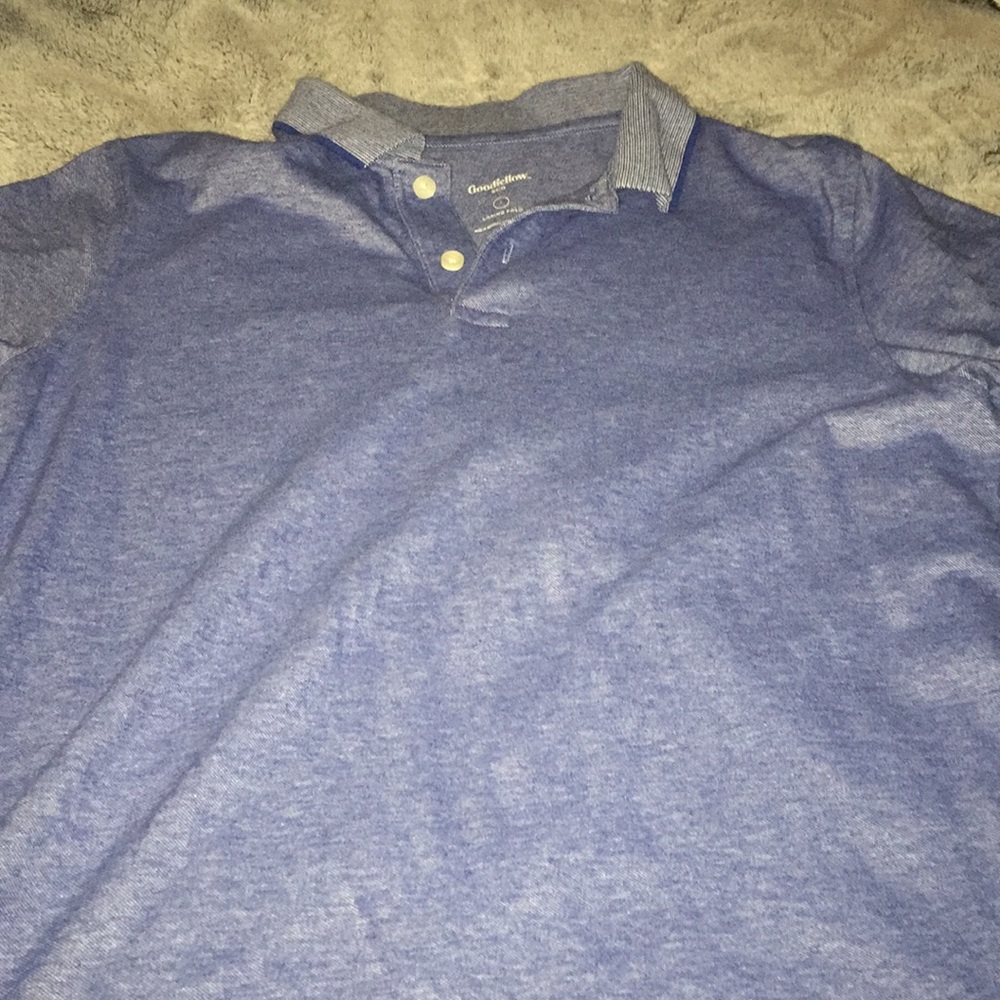 Blue and white heathered polo